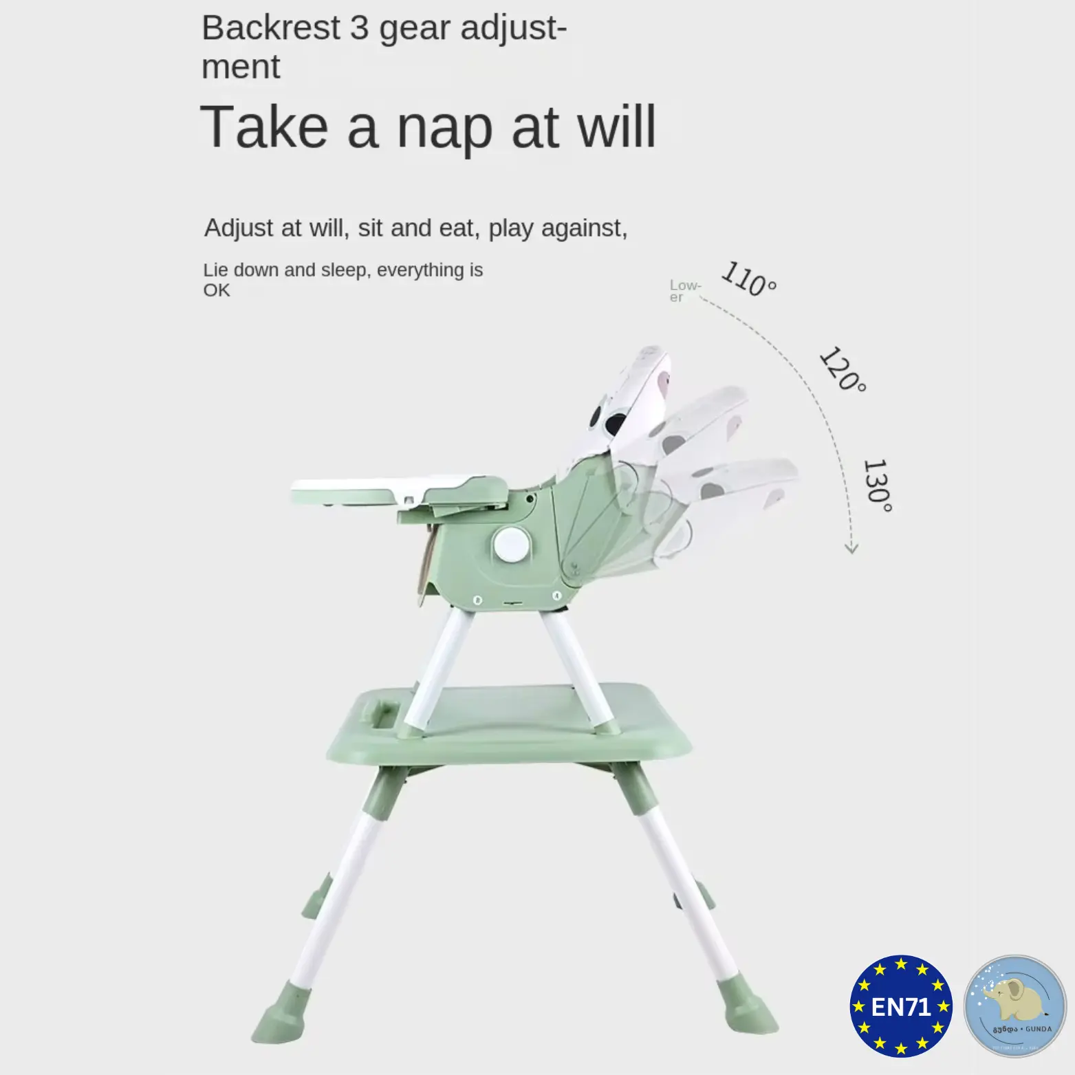 საბავშვო სკამ-მაგიდა - 2/1-ში მოდელი - Baby High Chair - Image 21
