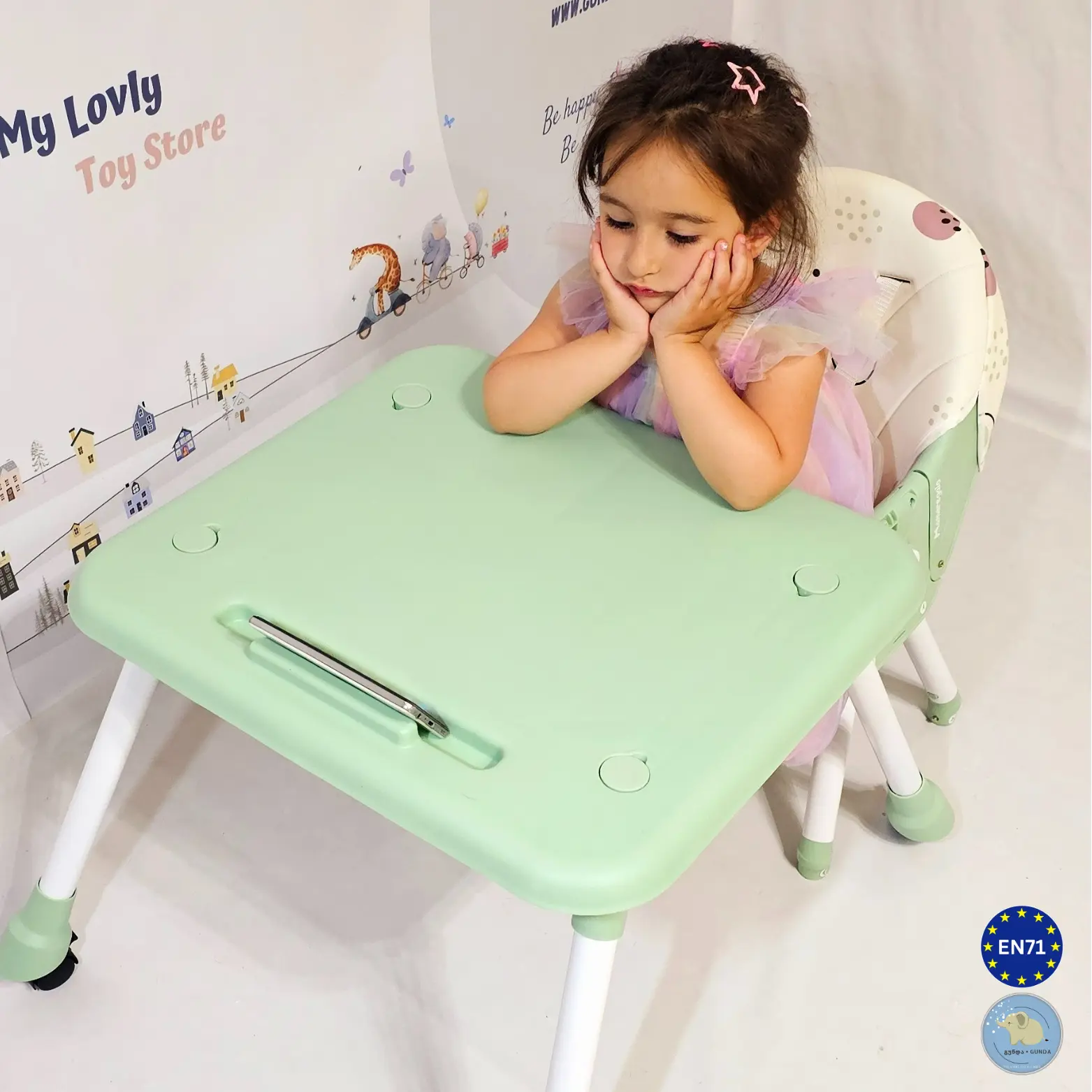 საბავშვო სკამ-მაგიდა - 2/1-ში მოდელი - Baby High Chair - Image 23