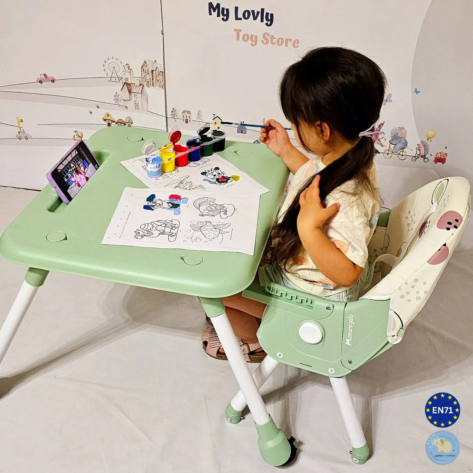 საბავშვო სკამ-მაგიდა - 2/1-ში მოდელი - Baby High Chair - Image 16