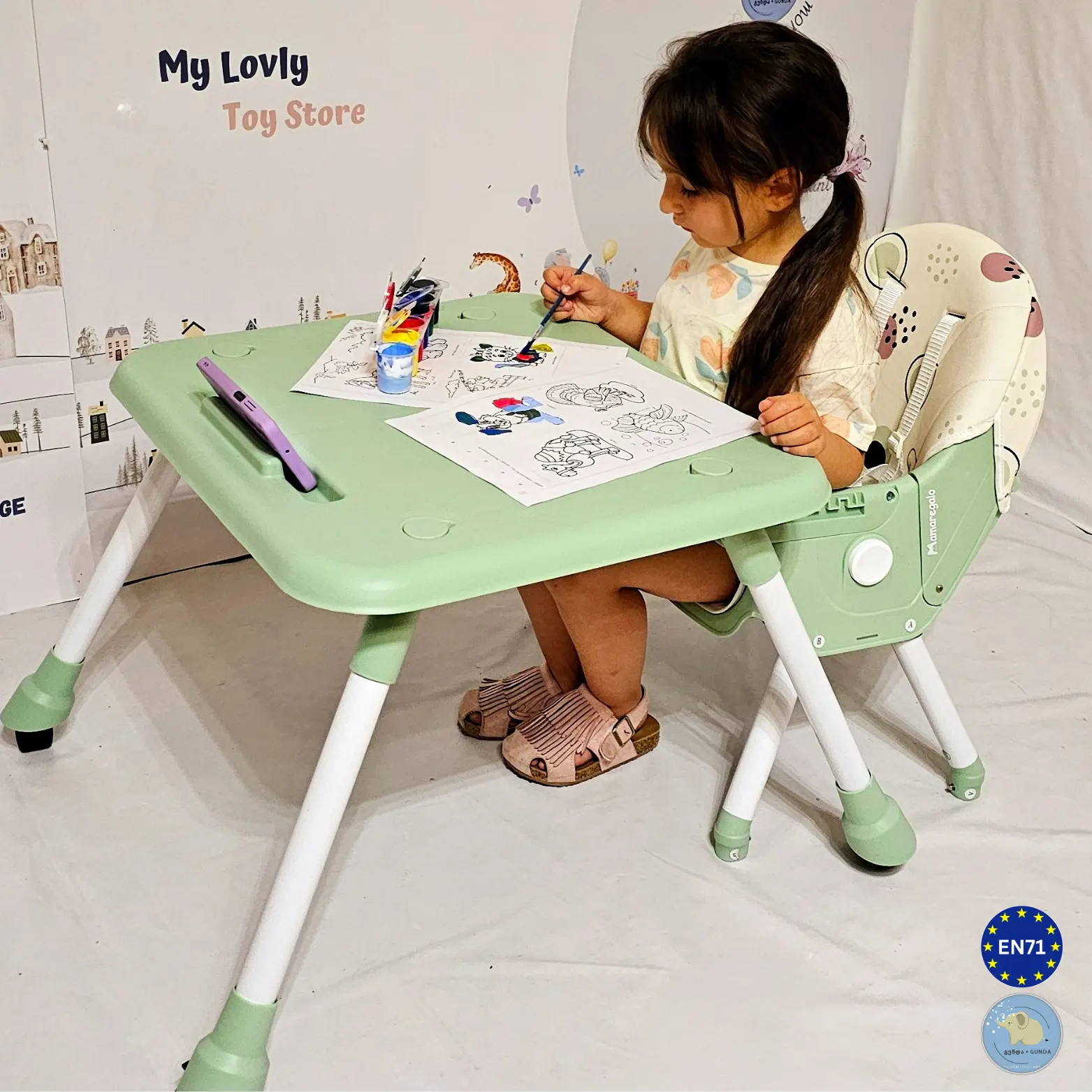 საბავშვო სკამ-მაგიდა - 2/1-ში მოდელი - Baby High Chair - Image 22