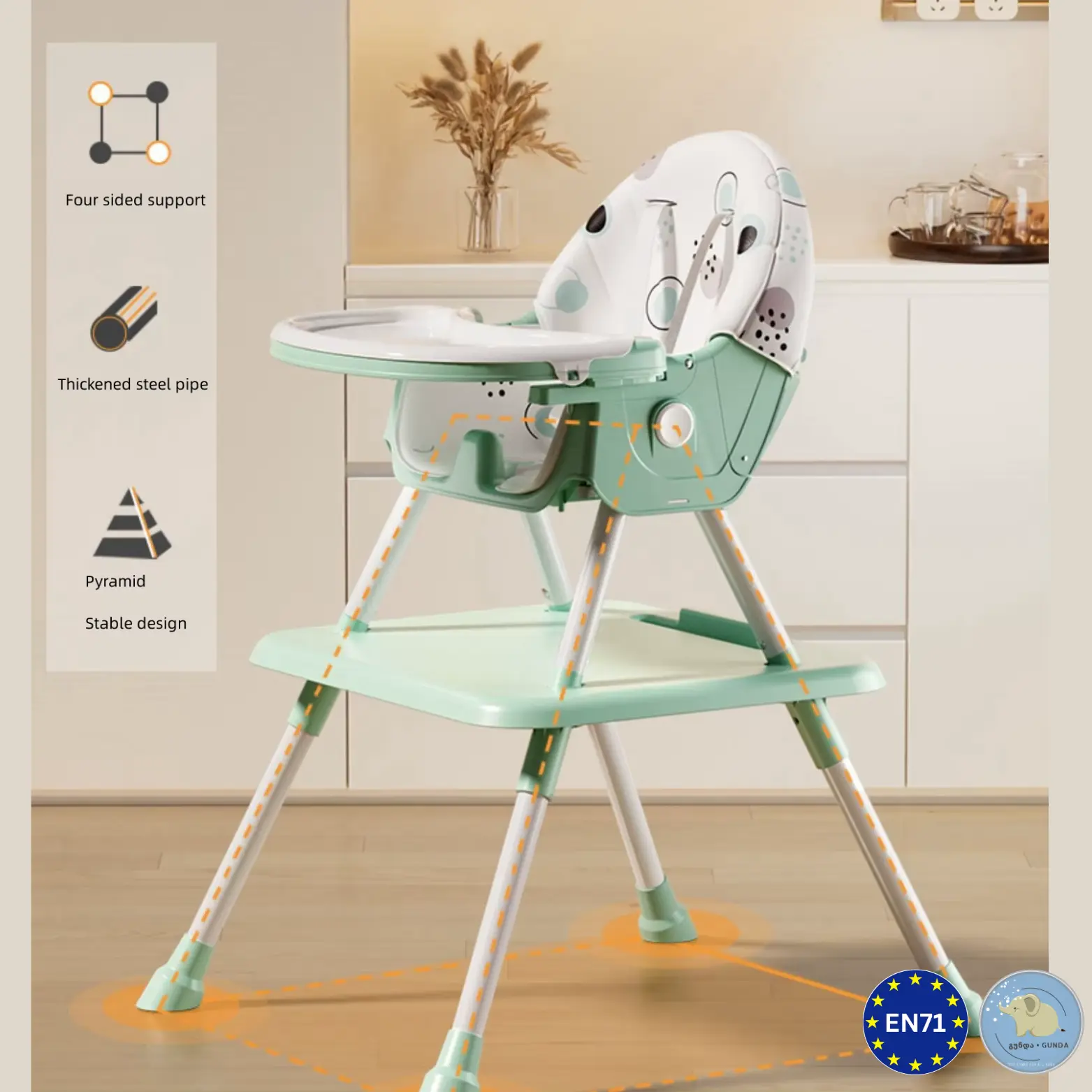 საბავშვო სკამ-მაგიდა - 2/1-ში მოდელი - Baby High Chair - Image 11