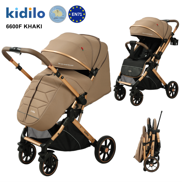 KIDILO - პრემიუმ ხარისხის საბავშვო ეტლი + ფეხსაფარი