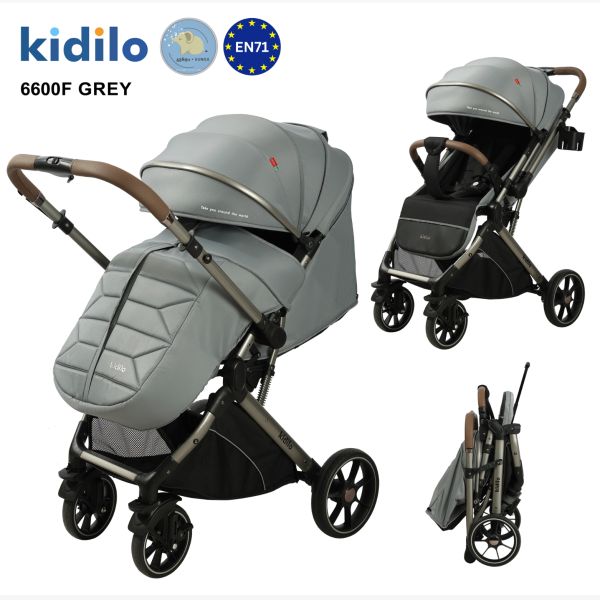 KIDILO - პრემიუმ ხარისხის საბავშვო ეტლი + ფეხსაფარი