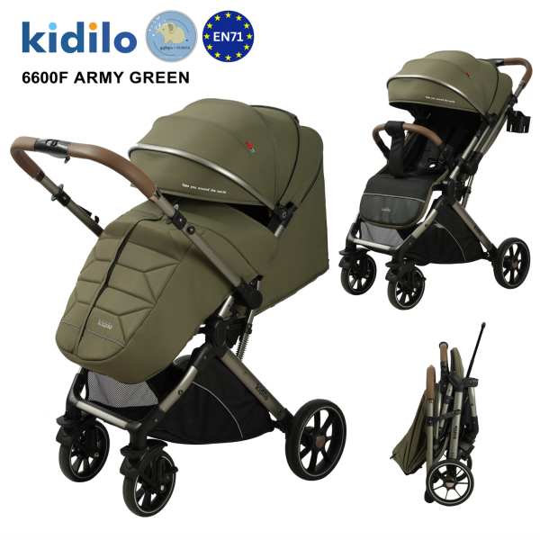 KIDILO - პრემიუმ ხარისხის საბავშვო ეტლი + ფეხსაფარი